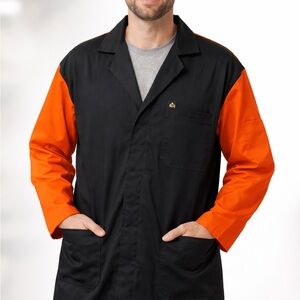 Lightweight Men's Black Jacket with Orange Sleeves